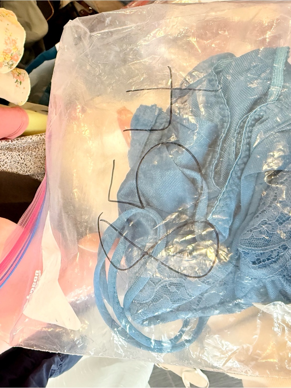 Interludes Blue Lace-Trim Chemise Bodysuit - Picture 8 of 8